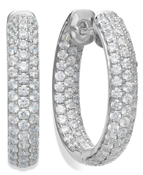 Arabella Sterling Silver Cubic Zirconia Pave Hoop Earrings (8-1/2 ct. t.w.)