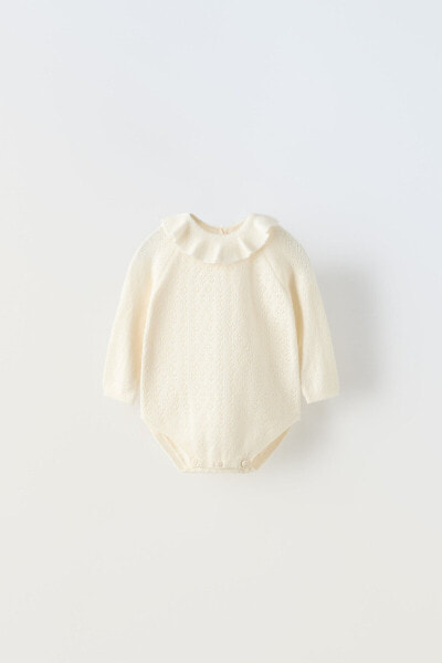 Openwork knit bodysuit