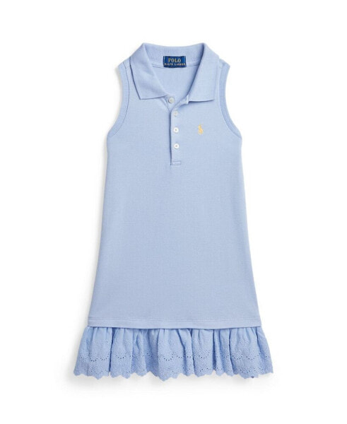 Toddler and Little Girls Eyelet-Embroidered Mesh Polo Dress