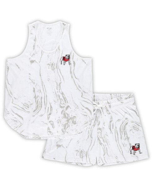 Women's White Georgia Bulldogs Plus Size Marble Tank and Shorts Set