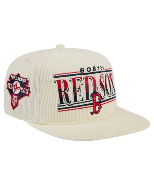 Men's Cream Boston Red Sox Throwback Bar Golfer Corduroy Snapback Hat