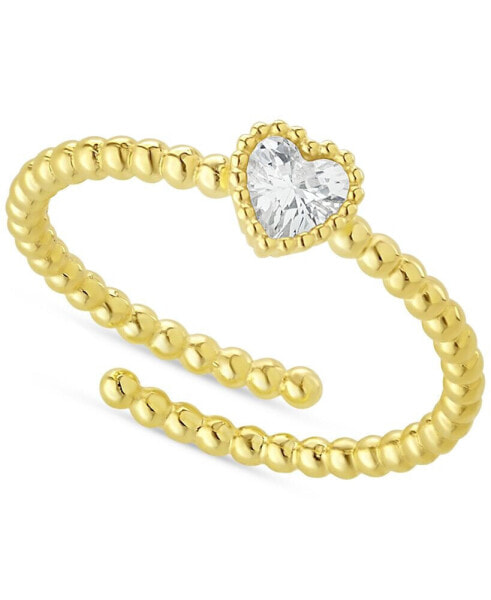 Cubic Zirconia Heart Bead Wrap Ring in 18k Gold-Plated Sterling Silver, Created for Macy's