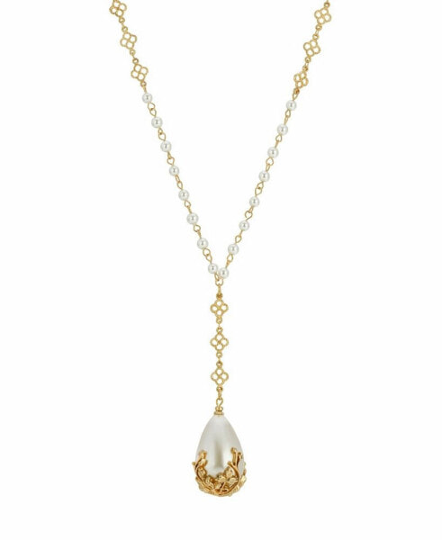 Women's Imitaion Pearl Y Necklace