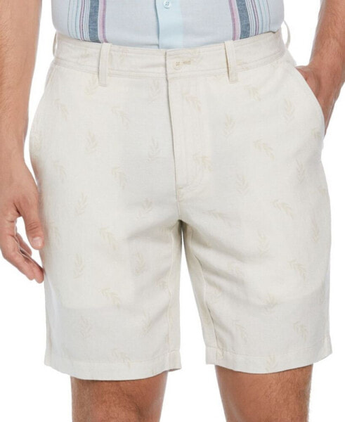 Men's Flat-Front 9" Linen Blend Shorts