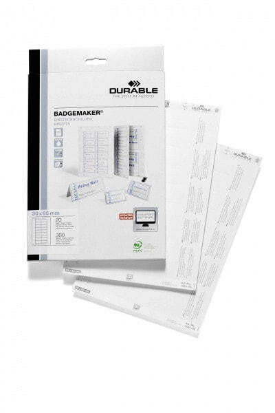 Durable BADGEMAKER - White - A4 - 6.5 cm - 3 cm - 360 pc(s) - 18 pc(s)