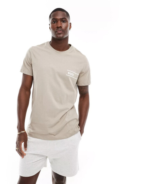 Boss Boydwear logo t-shirt in dark beige