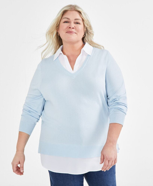 Plus Size Twofer Sweater, Created for Macy's