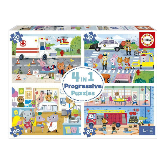 EDUCA BORRAS Heroes In Action 20-40-60-80 Pieces 4 In 1 Puzzle