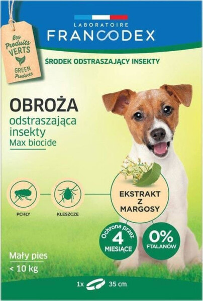 FRANCODEX FRANCODEX Obroża dla małych psów do 10 kg odstraszająca insekty - 4 miesiące ochrony, 35 cm
