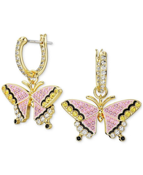 Серьги Swarovski Gold-Tone Butterfly Charm_Hoop