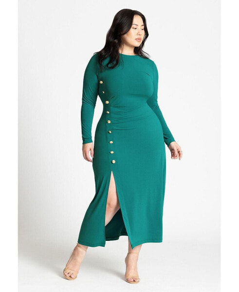 Plus Size Button Detail Midi Dress