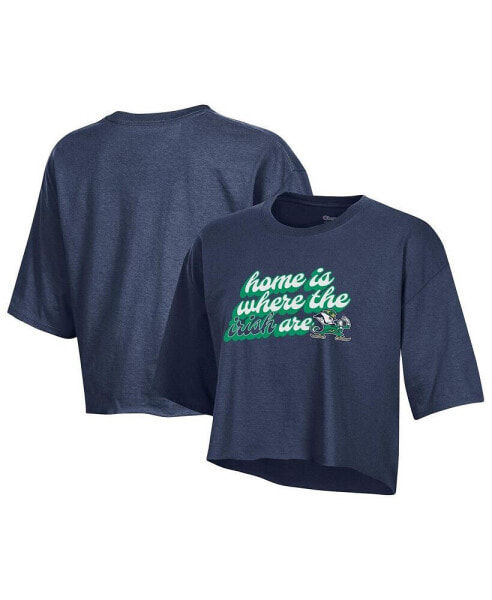 Women's Navy Notre Dame Fighting Irish Boyfriend Cropped T-shirt