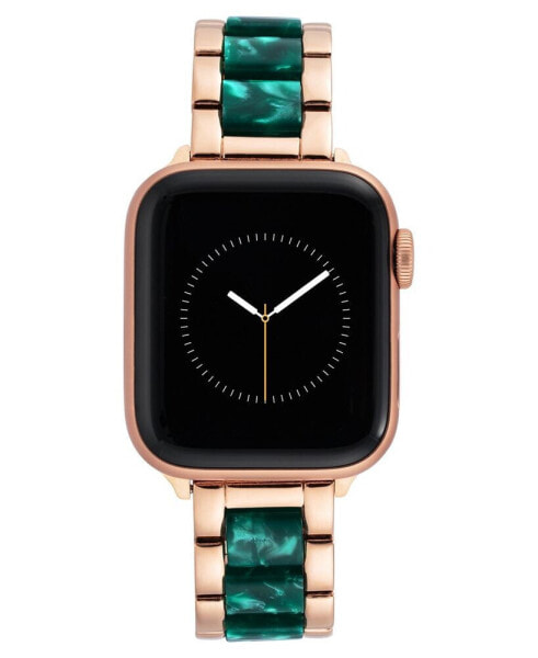 Women's Rose Gold-Tone Alloy and Green Acetate Bracelet Compatible with 38/40/41mm Apple Watch
