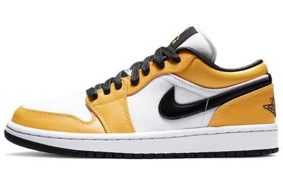 Кроссовки Nike Air Jordan 1 Low Laser Orange (W) (Белый, Желтый, Черный)