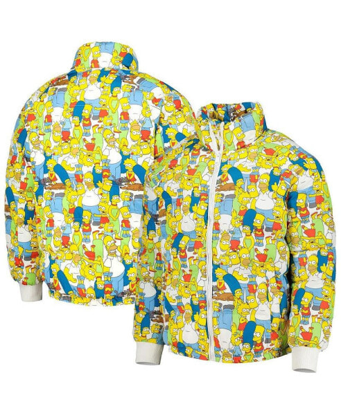 Men's White The Simpsons Family Raglan Full-Zip Puffer Jacket