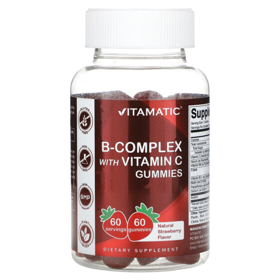 B-Complex With Vitamin C Gummies, Strawberry, 60 Gummies