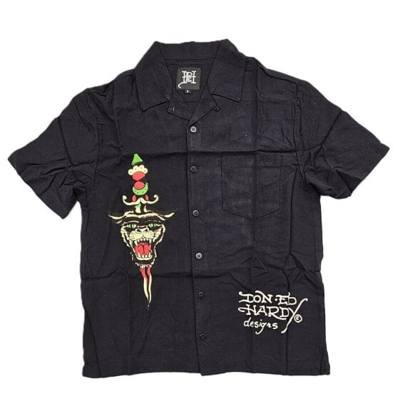 Ed Hardy LKS Skull Men's Short Sleeve Camp Shirt - EHBAO1202-1