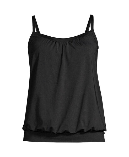 Women's DD-Cup Blouson Tummy Hiding Tankini Swimsuit Top Adjustable Straps