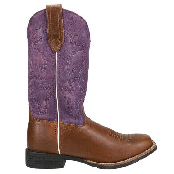 Roper Monterey Embroidery Square Toe Cowboy Womens Brown, Purple Casual Boots 0