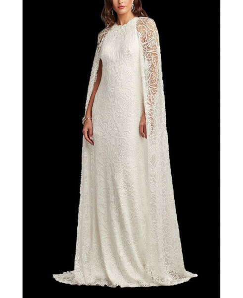 Women's Piers Embroidered Cape Gown