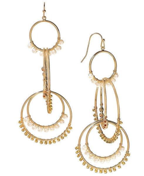 Mixed Bead Orbital Drop Statement Earrings, Created for Macy's