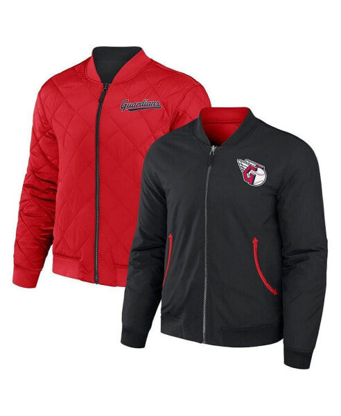 Men's Darius Rucker Collection by Black, Red Cleveland Guardians Reversible Full-Zip Bomber Jacket