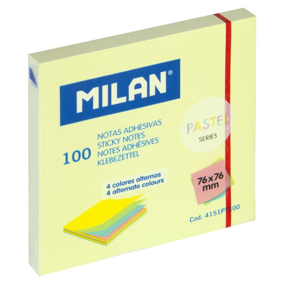 MILAN Pad Of 100 Adhesive Notes With Alternate Colours 76x76 mm Pastel Series