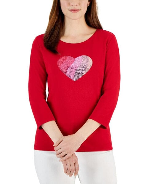 Women's Gem Heart Graphic Pullover Top, Created for Macy's