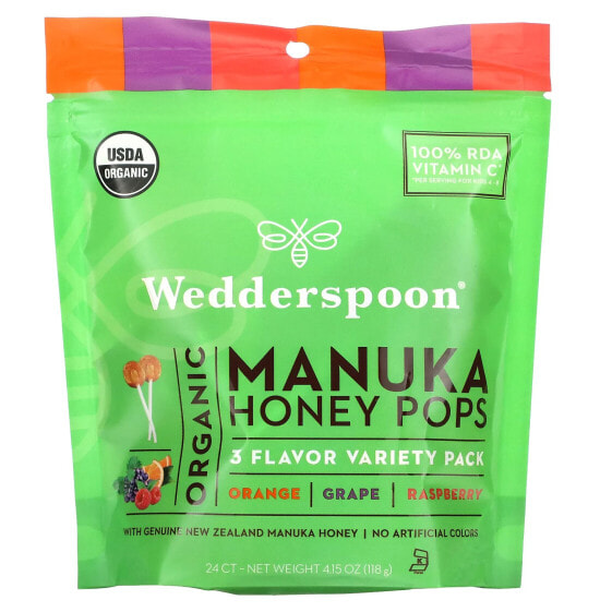 Леденцы органические Wedderspoon манука, ассорти 3 вкуса, 24 шт.