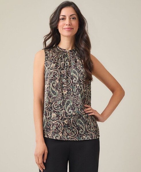 Women's Paisley-Print Keyhole-Neck Blouse