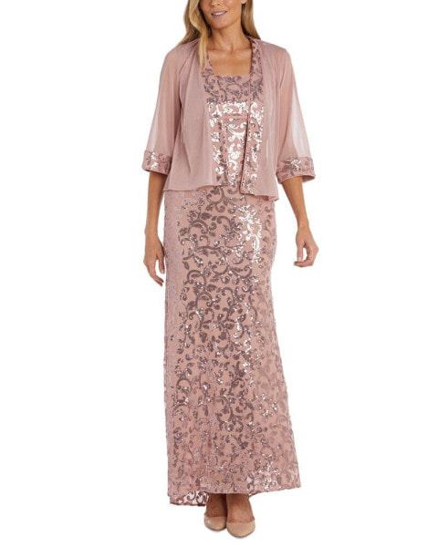 Women's Sequinned Long Dress and Jacket
