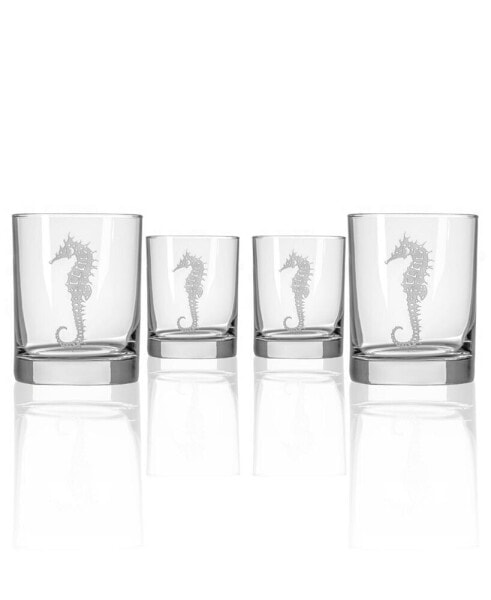 Seahorse Double Old Fashioned 14Oz - Set Of 4 Glasses