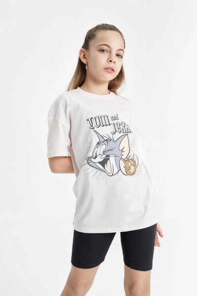 Kız Çocuk Tom & Jerry Oversize Fit Kısa Kollu Tişört C1451a824sm