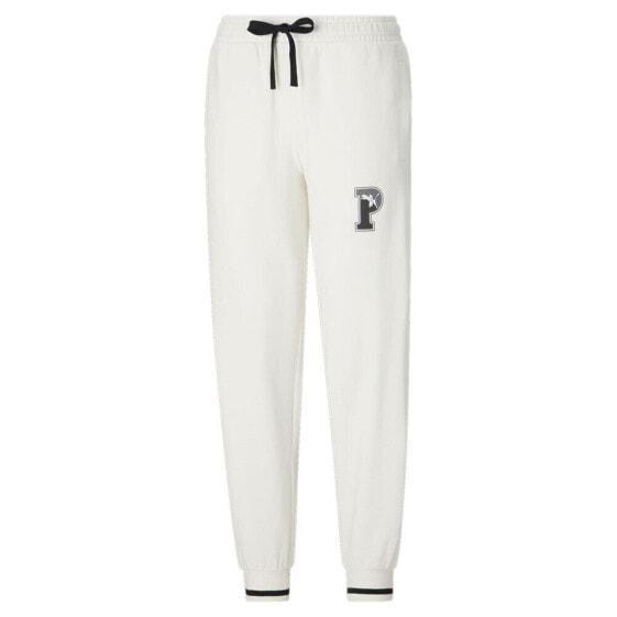 Puma Squad Logo Drawstring Sweatpants Womens White Casual Athletic Bottoms 62149