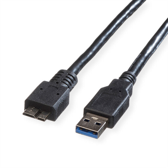 ROLINE USB 3.0 Cable - USB Type A M - USB Type Micro B M 0.8 m - 0.8 m - USB A - Micro-USB B - USB 3.2 Gen 1 (3.1 Gen 1) - Male/Male - Black