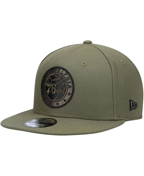 Men's Olive Philadelphia 76ers 9FIFTY Snapback Hat