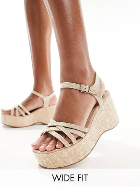 Glamorous Wide Fit platform sandals in natural