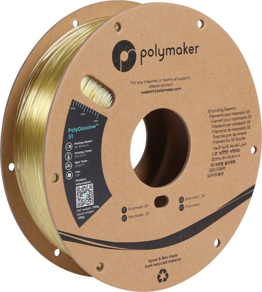 Polymaker PH01001 PolyDissolve S1 Filament PVA wasserlöslich 1.75 mm 750 g Natur 1 St.