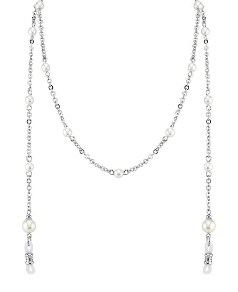 Silver-Tone Chain with Simulated Pearl Eyeglass Holder 30"