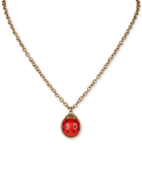 Patricia Nash gold-Tone Red Ladybug Pendant Necklace, 19" + 3" extender