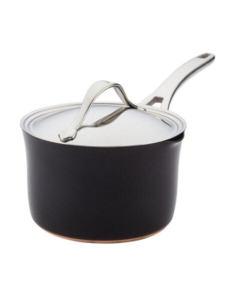 Nouvelle Copper Luxe Hard-Anodized Nonstick Straining Saucepan, 3.5-Quart, Onyx