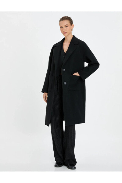 Пальто Koton Oversize Coat Double-Breasted Oversized