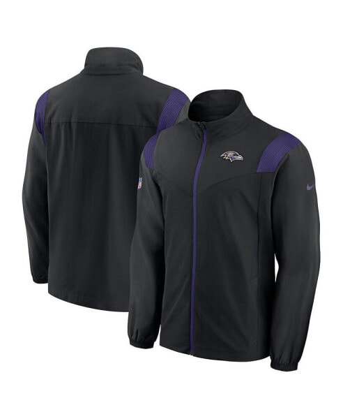 Men's Black, Purple Baltimore Ravens Sideline Woven Logo Full-Zip Jacket