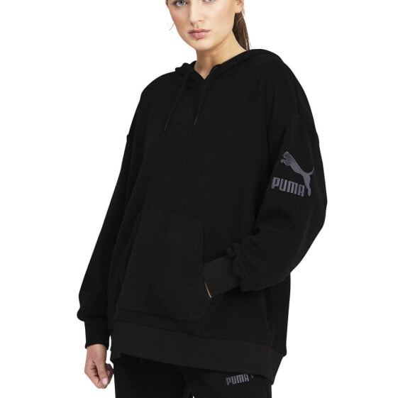 Puma Winter Classics Pullover Hoodie Womens Black Casual Athletic Outerwear 5310