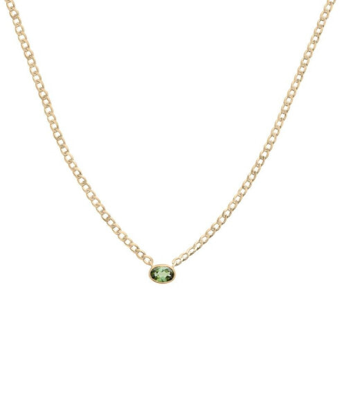 Green Tourmaline Bezel 18" Pendant Necklace (1/2 ct. t.w.) in Gold Vermeil, Created for Macy's