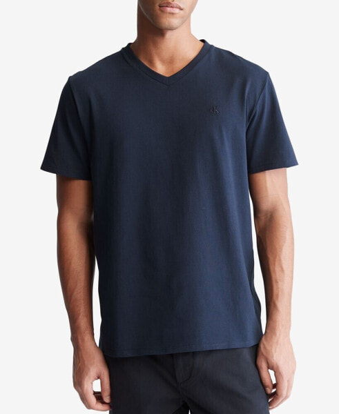 Men's Smooth Cotton Solid V-Neck T-Shirt