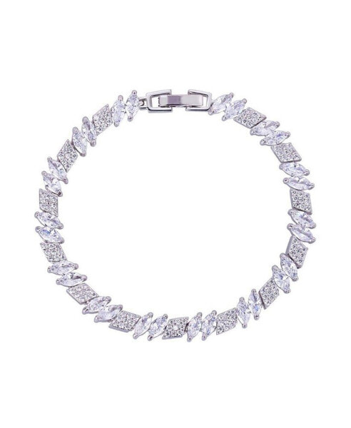 Marquise and Rhomboid Cubic Zirconia Tennis Bracelet with Cubic Zirconia