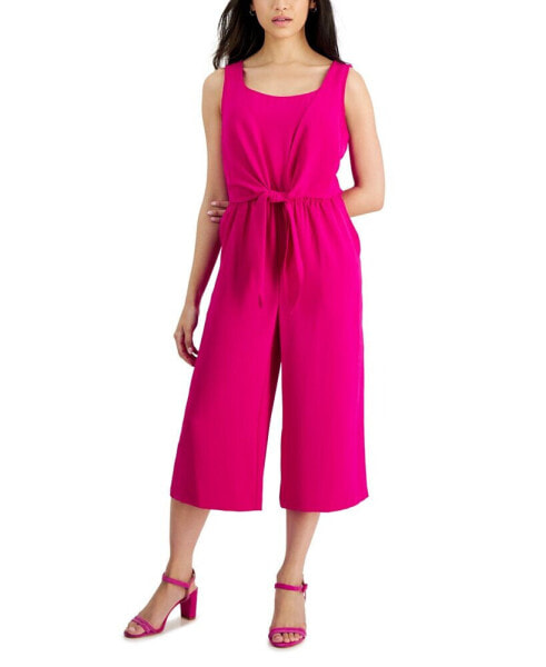 Petite Tie-Front Wide-Leg Jumpsuit