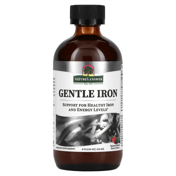 Витамины и минералы Железо Nature's Answer Gentle Iron, Натуральная смесь ягод, 8 жид. унц. (240 мл)
