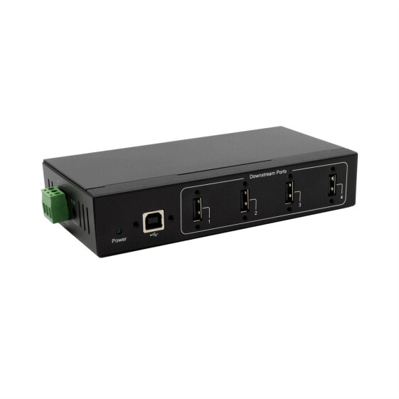 Аксессуар Exsys 4-портовый USB 2.0 металлический хаб для установки на стол, стену и DIN-рейку 15KV ESD